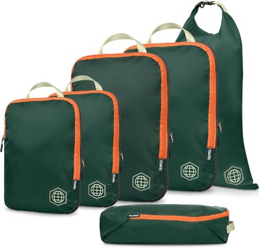 Набір кубиків для пакування TRIPPED Travel Gear: Органайзери для багажу з подвійним замком, компресія, білий, зелений (зелений/помаранчевий, 6 шт.)