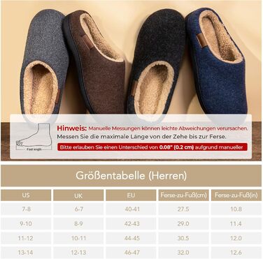 Чоловічі плюшеві тапочки VeraCosy з ефектом Sherpa, Memory Foam, антиковзаюча підошва, домашні тапочки, синій, 42/43 EU