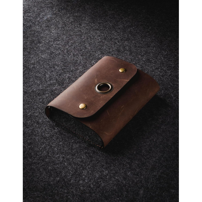 Crazy Horse Craft Leather Travel Bag, Cable Organizer, Wood Brown, Small Bag for Laptop Mouse, Cell Phone Charger, Electronics Accessories, Travel Essentials, Cord Case, Cosmetics, Makeup Holder