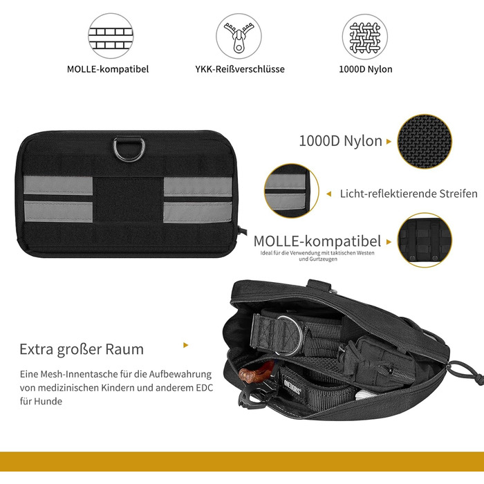 Futterbeutel OneTigris для собак (2 шт.) MOLLE система, 23,5x13x5 см, чорний