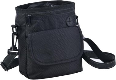 Водонепроникна сумка для ласощів для собак Hanwell з інтегрованим дозатором пакетів для екскрементів, сумка для дресирування собак на стегні та на плечі, чорна