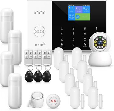 Охоронна сигналізація PGST для квартири, GSM/WiFi система з 120 дБ сиреною, інтелектуальний пульт, LCD-дисплей, голосові повідомлення, захист дверей і вікон, для будинку, гаража, автодому (Pg105-2geu-e/T53a)