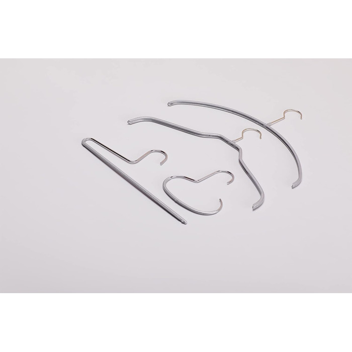 MAWA Clothes Hangers, Set of 10 Space-Saving and Non-Slip Hangers, Ideal for Shirts and Blouses, with 360° Swivel Hook, Non-Slip Coating, 45 cm, Silver