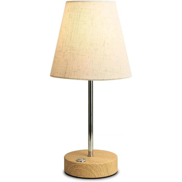 Бездротова LED лампа настільна акумуляторна 3000mAh з торшею, регульоване торканням, портативна лампа для дому та вулиці, з імітацією текстури дерева