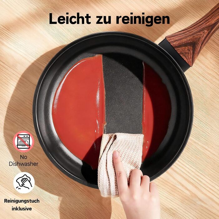 Набір каструль LEADZM з керамічним покриттям (22 частини) - сумісний з усіма плитами, без PFOA/PFOS, бежевий + чорний та натуральний кольори