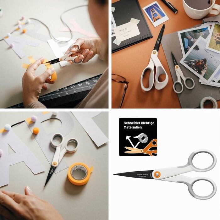 Універсальні ножиці Fiskars з антипригарним покриттям Titan, 21 см, нержавіюча сталь, біло-помаранчеві (1004721)