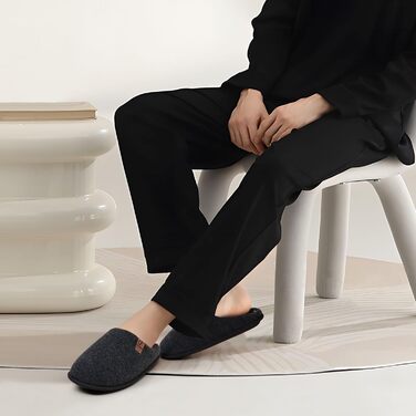 Чоловічі домашні тапочки COFACE з фетру, теплі та зручні, з антиковзною гумовою підошвою, для дому та вулиці, розмір 40-49, чорний, 46 EU