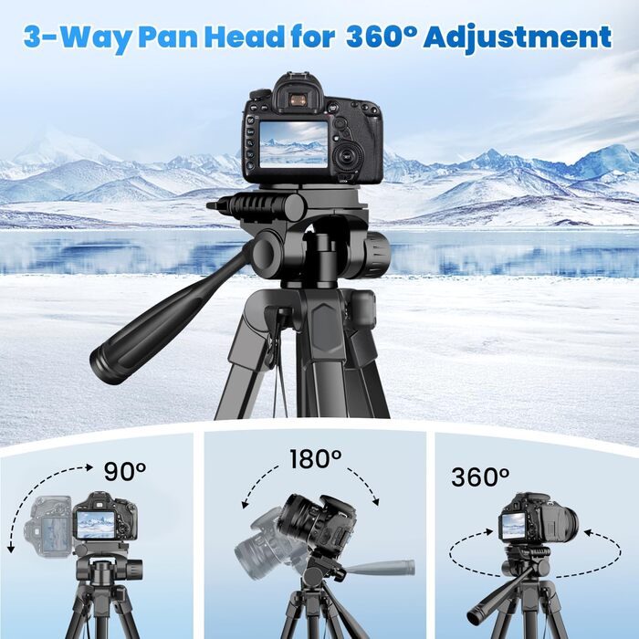 Штатив для камери JOILCAN 81'/206cm: штатив для смартфона з пультом, тринога з алюмінію для DSLR Canon Nikon, легкий туристичний штатив