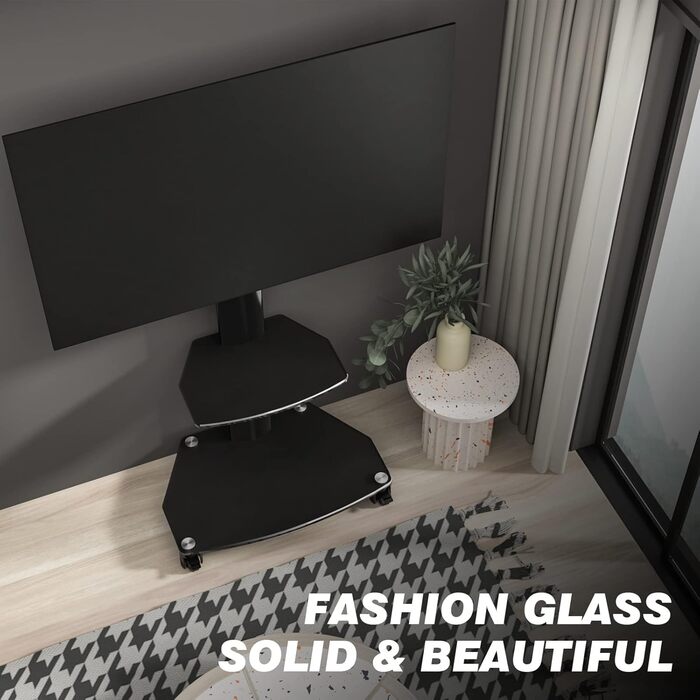 Rolling TV Stand with Wheels - Adjustable Height & Swivel for 27-70 inch Flat & Curved TVs (VESA 400x400, 50kg)
