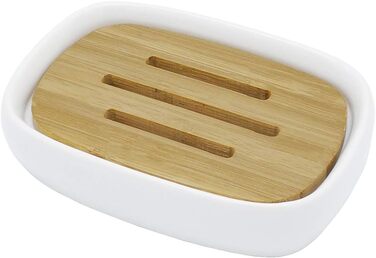 Підставка для мила Lofekea з кераміки та бамбуку, двошарова, для ванної та душу