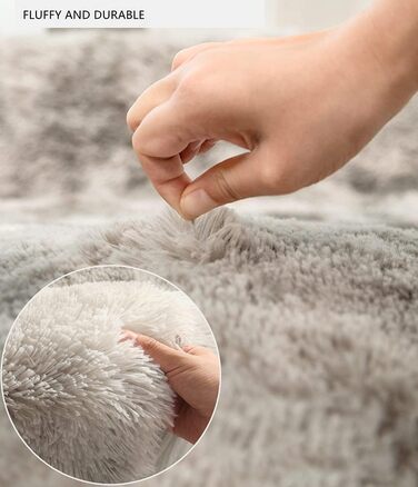 OYIMUA High Pile Rug 120x160 cm Grey White, Modern Fluffy Rug Living Room Children's Room Decor Bedroom Hallway Runner Outdoor Rug Faux Fur Shaggy Plain Bed Runner