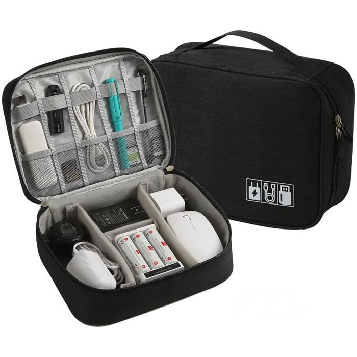 Електронна сумка-органайзер для аксесуарів: зарядний пристрій, павербанк, кабелі (чорний)
