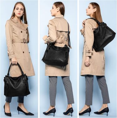 Жіноча сумка-шопер 2в1 Reaer: сумка через плече та хобо для офісу, навчання, покупок, подорожей, чорна (M)