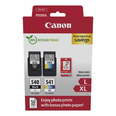 Комплект оригінальних картриджів Canon FINE PG-540XL (чорний) та CL-541XL (кольоровий) з фотопапером