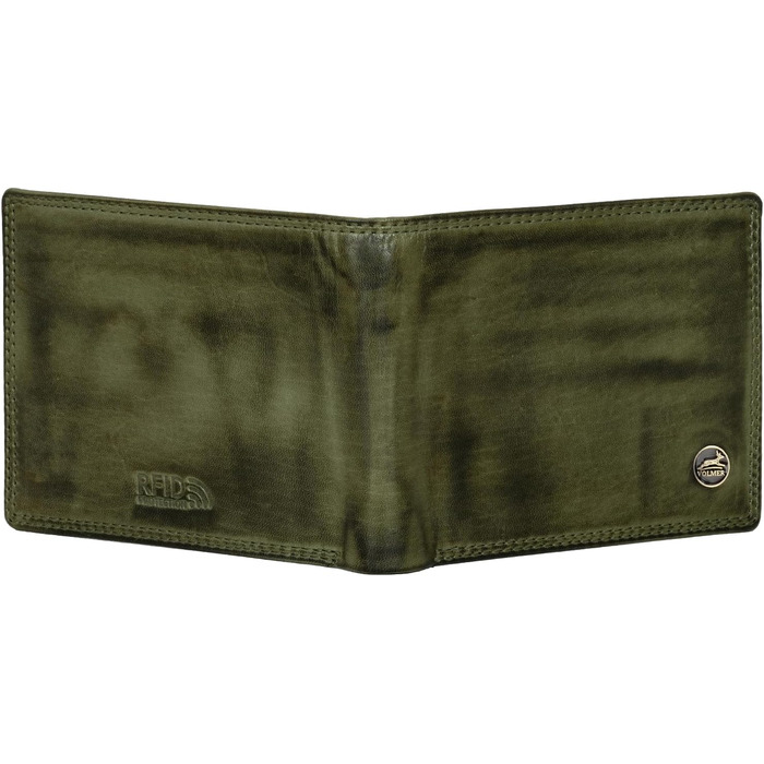 Чоловічий гаманець Volmer Leder з RFID-захистом, міцний подвійний шов (9+4 картки - Оливковий)