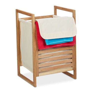 Relaxdays Walnut Laundry Basket with Lid