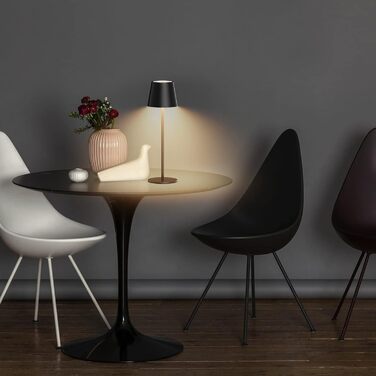 Klighten 2 шт. LED акумуляторні диммерні настільні лампи бездротові, перезаряджаються, тепле світло 3000K, для внутрішнього та зовнішнього використання, з USB-C, алюміній, водонепроникні IP54, чорні (2 шт.)
