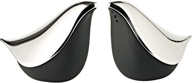 EDZARD Salt & Pepper Shakers Dove (H 6 cm) in Black & Silver - Table Set Pepper & Salt Shakers, Storage - Salt & Pepper Shakers as Decoration, Spice Shakers as Gifts for Festive Occasions