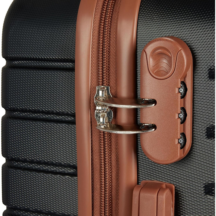 Набір валіз BruBaker Paris - 3 шт. з жорстким корпусом (M, L, XL) з кодовим замком, 4 колеса, ручки. Чорний та світло-коричневий