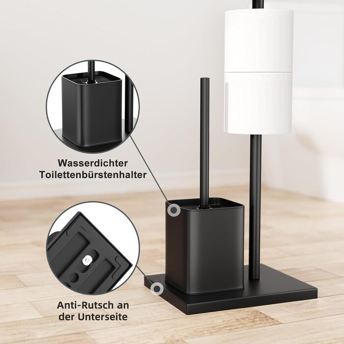 Тримач туалетного паперу з щіткою для унітазу - набір для ванної кімнати, чорний матовий