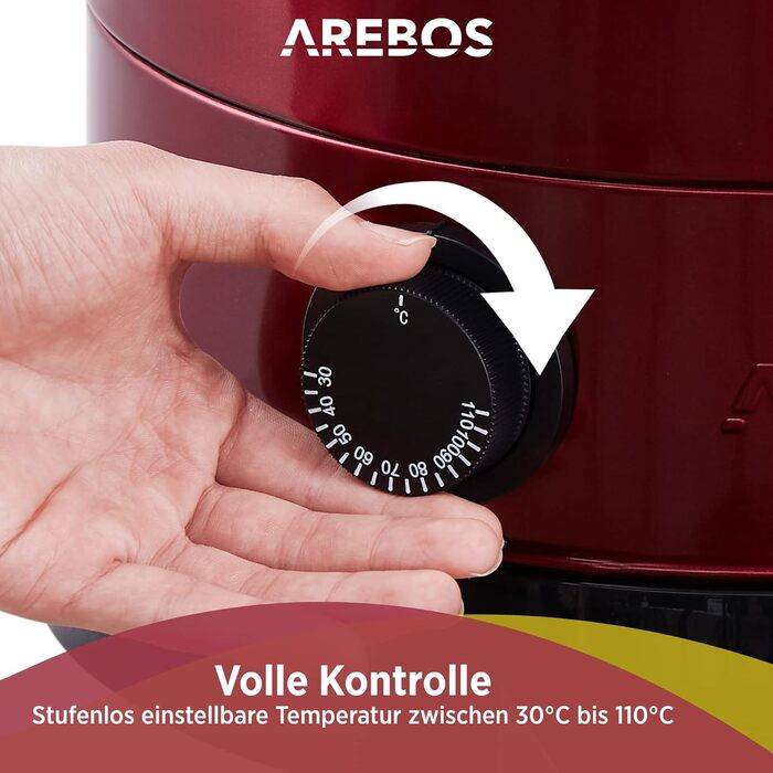 Arebos Hot Wine Heater 1650 W | Hot Beverage Dispenser | 20 L | with drip tray, tap, thermostat and overheat protection | Temperature setting from 30-110 °C (Red)