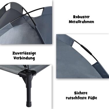 Лежанка для собак SOARS з балдахіном, піднята лежанка для домашніх тварин, лежанка для котів та собак, для дому та вулиці (90 x 81 x 86 см)