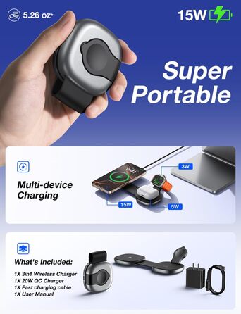 Бездротова зарядка 3-в-1 з MagSafe: для iPhone, Apple Watch, AirPods (20W)