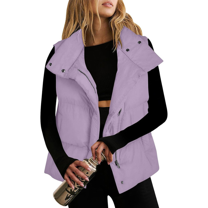 Жіноча куртка з пухом, легка, на блискавці, класична модель, тепла, для осені та зими, оверсайз (XL, світло-фіолетовий)