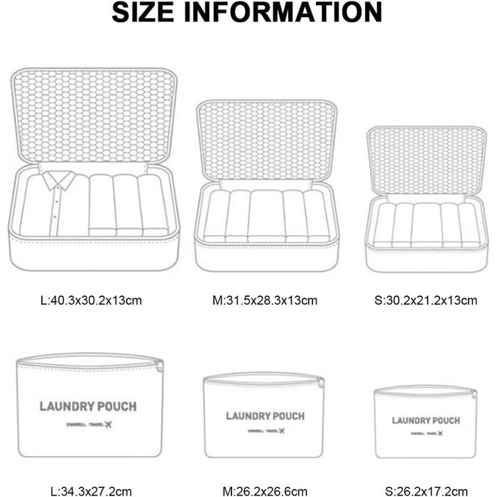Органайзер для валізи Vicloon, набір 8/6 шт. - сумки-органайзери для подорожей, аксесуари для валізи, чохли для взуття, косметичні сумки, блакитний з квітковим принтом