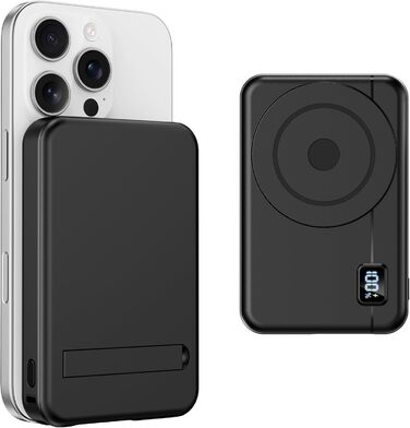 Powerbank MagSafe 10000mAh 22.5W з магнітним кріпленням, USB-C, LED-дисплеєм. Сумісний з iPhone 16/15/14/13/12 Pro Max, Galaxy та іншими пристроями. Чорний