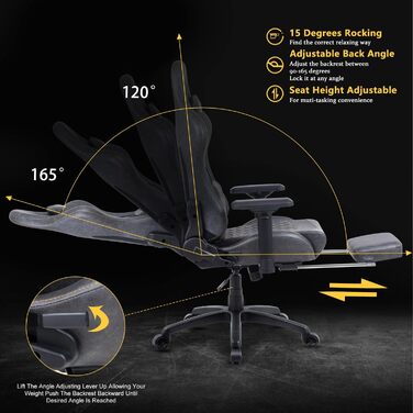 Dowinx Gaming Chair Ergonomic with Massage Office Chair for Computer PU Leather with Retractable Footrest, 4D Armrests Brown