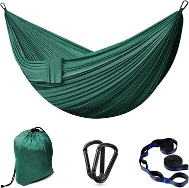 Гамак для відпочинку на природі: двомісний, 300x200 см, ультралегкий, до 300 кг, нейлон, дихаючий, для кемпінгу, саду, пляжу