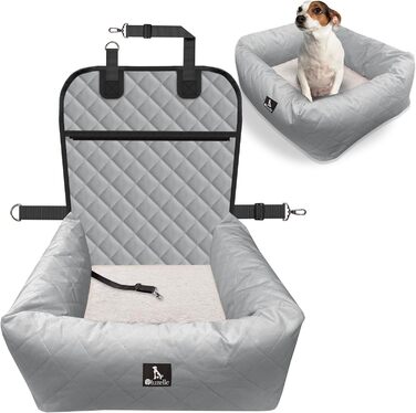 Bluzelle 2-in-1 Dog Car Seat & Bed - Oxford Fabric, Washable, Non-Slip - for Small & Medium Dogs - Grey