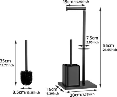 Тримач туалетного паперу з щіткою для унітазу - набір для ванної кімнати, чорний матовий