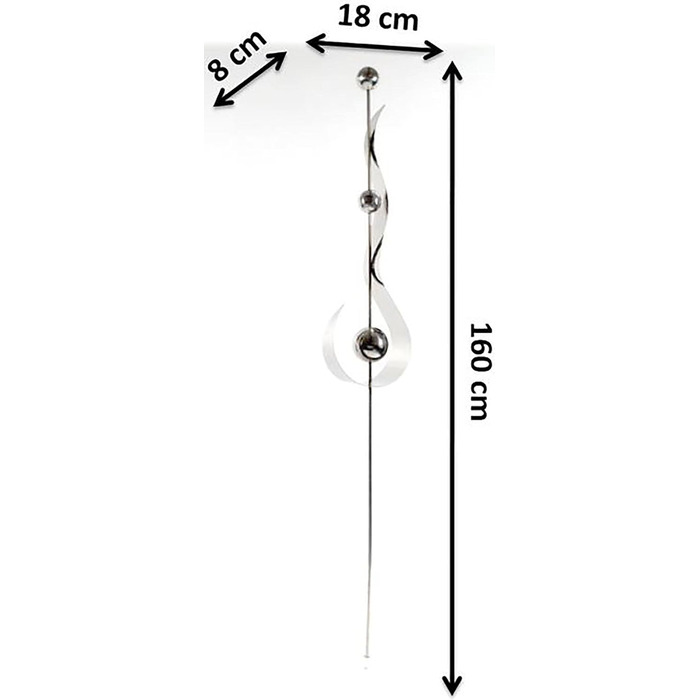Kobolo Garden Stakes Drops, 160 cm, Silver, decorative stainless steel stake, weather-resistant & stable, stylish garden decoration for terrace, balcony & front yard