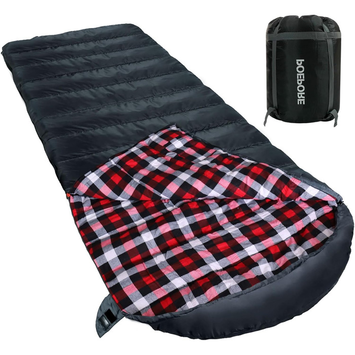 Спальний мішок Poepore Outdoor Winter для дорослих, XXL, 3-4 сезони, теплий бавовняний фліс, 230x100 см, 0°C (сірий, -6°C)