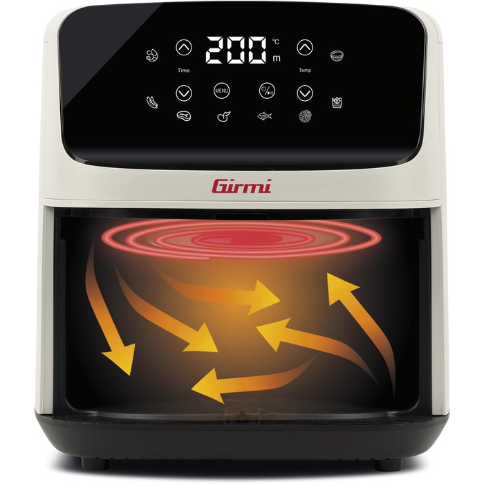 Фритюрниця електрична Girmi Ecofrit Lite 4.2л, 1400 Вт, з цифровим дисплеєм, 8 програм, таймер, регулювання температури, без BPA/PFOA, книга рецептів