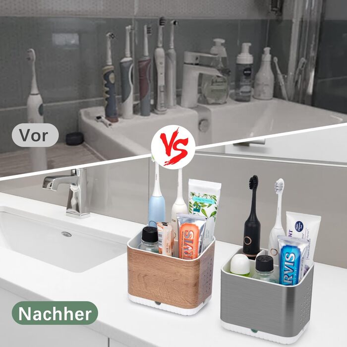 Тримач для зубних щіток електричних: органайзер для ванної кімнати, сірий