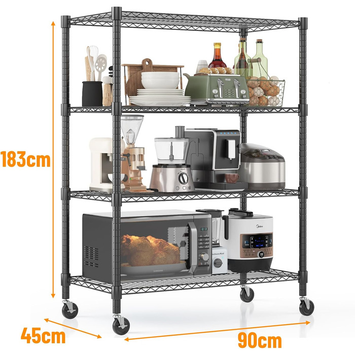 Himimi 5-Tier Rolling Wire Shelving Unit