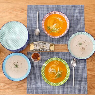 Набір тарілок Vancasso Maracon (12 шт.) - супові та глибокі, порцеляна, Ø 21.5 см, 600 мл