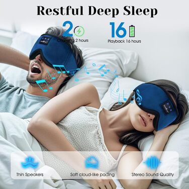 Маска для сну з навушниками Musicozy 3D Bluetooth, повна затемнення, для сну, подорожей, відпочинку, медитації (Цянова)