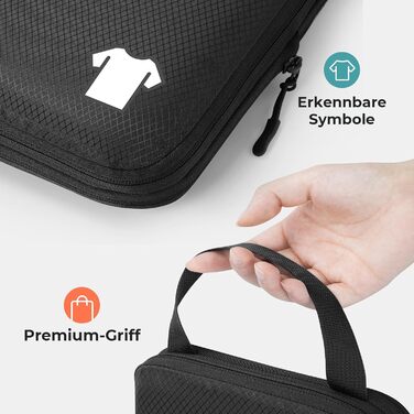 Набір кубиків-органайзерів для валізи (8 шт.) - кубики для подорожей, компресійні мішки, водонепроникні, чорні