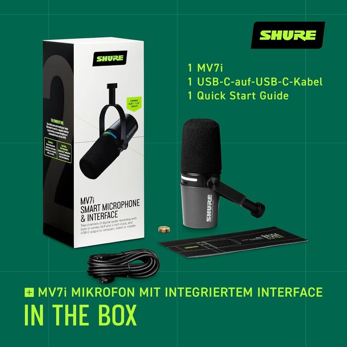 Мікрофон Shure MV7+ для подкастів, стрімінгу та запису – білий. USB/XLR, LED-сенсор, автоматичне регулювання рівня, цифровий поп-фільтр, ефекти реверберації.