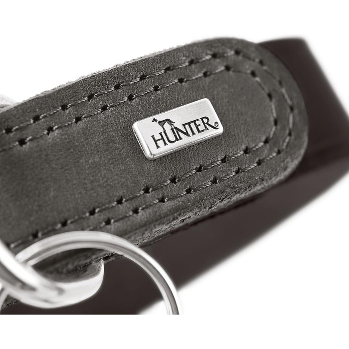 Нашийник для собак HUNTER LEMVIG, шкіряний, чорний/сірий, розмір 40, Made in Germany