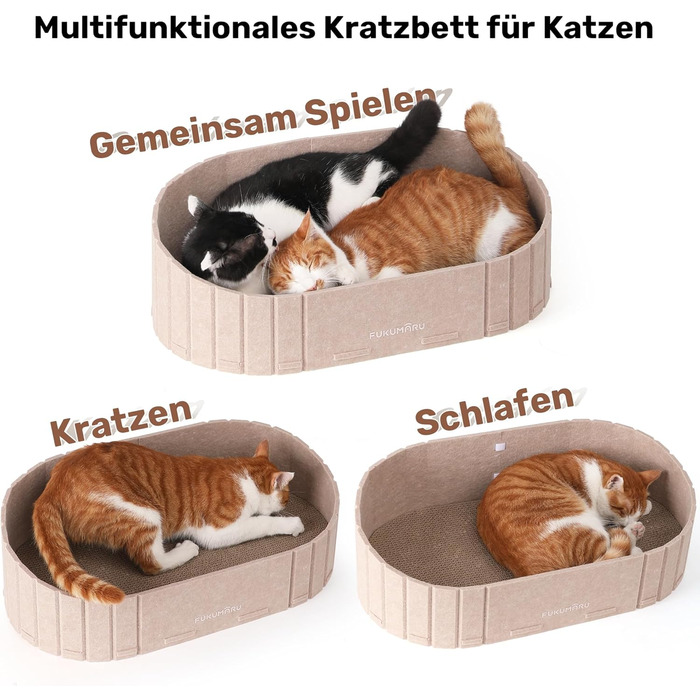 Котяче дряпальний борд FUKUMARU: диван з картону та фетру, 61 см, бежевий