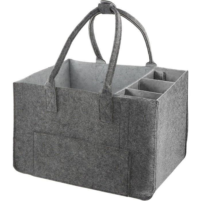 Felt bag shopping bag with compartments, large felt bag 30L foldable felt bags shopper, foldable and robust felt shopping baskets, felt bag with compartments felt bag bottle bag firewood bag