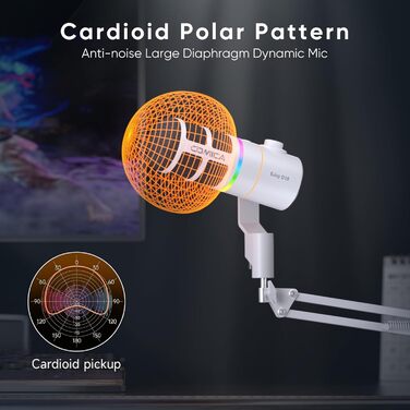 Мікрофон COMICA EJoy D10: Динамічний USB/XLR з RGB-підсвічуванням та шумозаглушенням, 48kHz/24bit