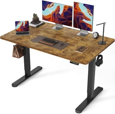 Claiks Electric Height Adjustable Desk 140x70cm - Standing Desk with Cable Management & Memory Function | Ergonomic White Home Office Desk
