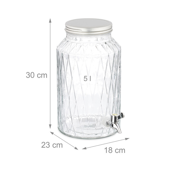 Relaxdays 5-Liter Beverage Dispenser with Diamond Pattern