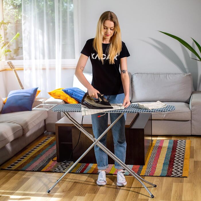 Прасувальна дошка KADAX 110x30 см з регулюванням висоти, з термостійкою підставкою для праски, міцна, Made in EU (зелений каро)